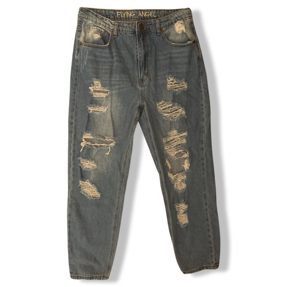 FLYING ANGEL Distressed Mom Jeans
